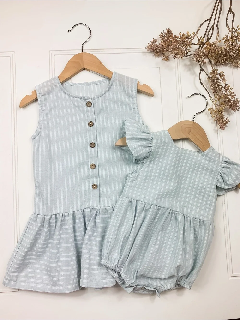 Vintage Girls Button Down Matching Sister Dress